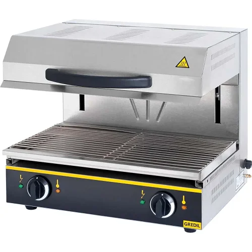 Salamander gril elektrický | posuvná horná časť | 600 × 480 × 530 mm | 4 kW | 400 V | nerezová oceľ | GREDIL STALGAST 744000