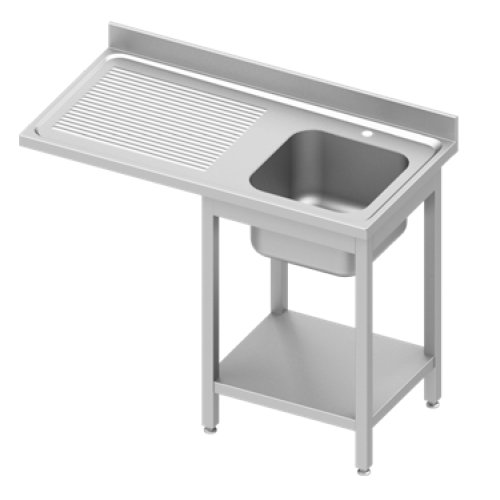 Umývací stôl s jedným drezom (R) a priestorom pre umývačku riadu | 1400x700x900 mm | Stalgast - EasyLine | skrutkový