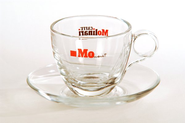 Šálka s podšálkou cappuccino sklo